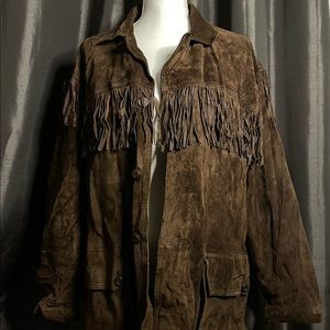 VTG Sawyer of Napa Brown Leather Fringe Jacket